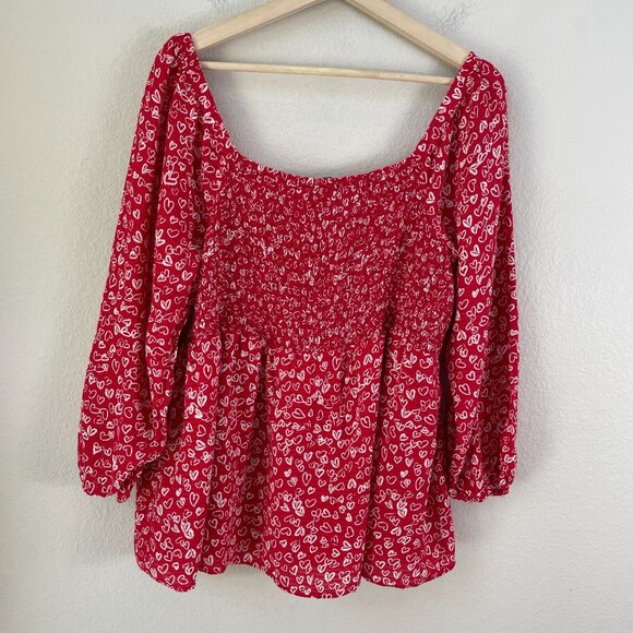 Loft Womens Plus 16 Heart Cinched Sweetheart Neck Blouse Shirt Top - Picture 11 of 12